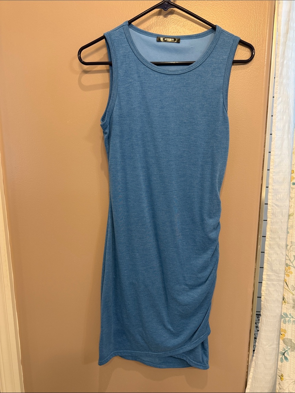 Casual Sleeveless Blue Knit Tank Dress